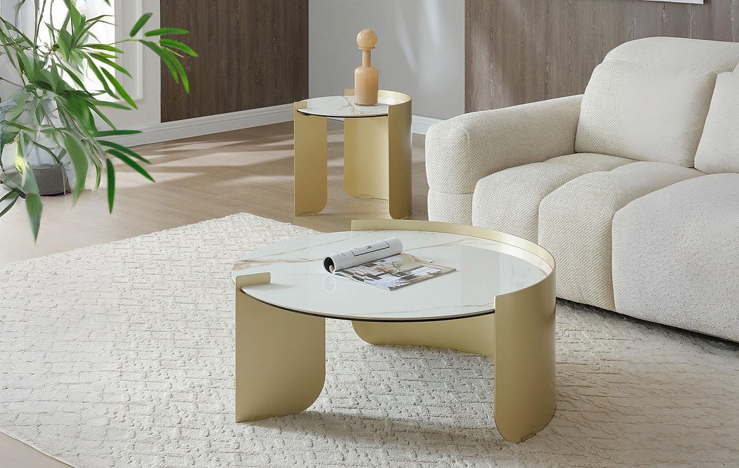 Стол журнальный Diva (92), белая керамика/шампань - фото 2