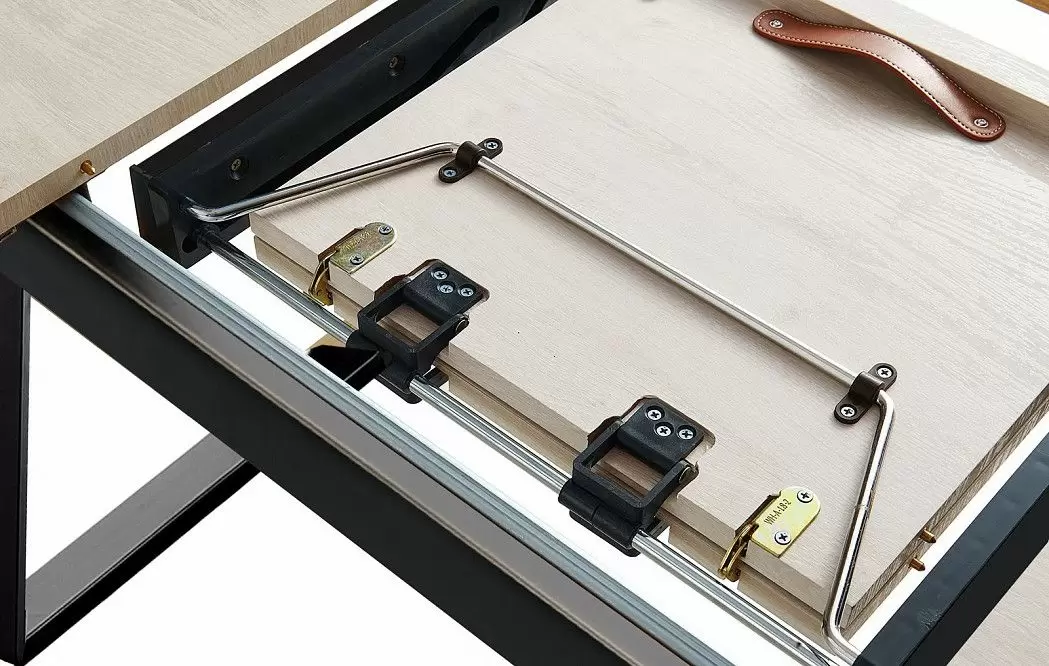 Стол раскладной Denver 110-150, светлый дуб/черный - фото 6