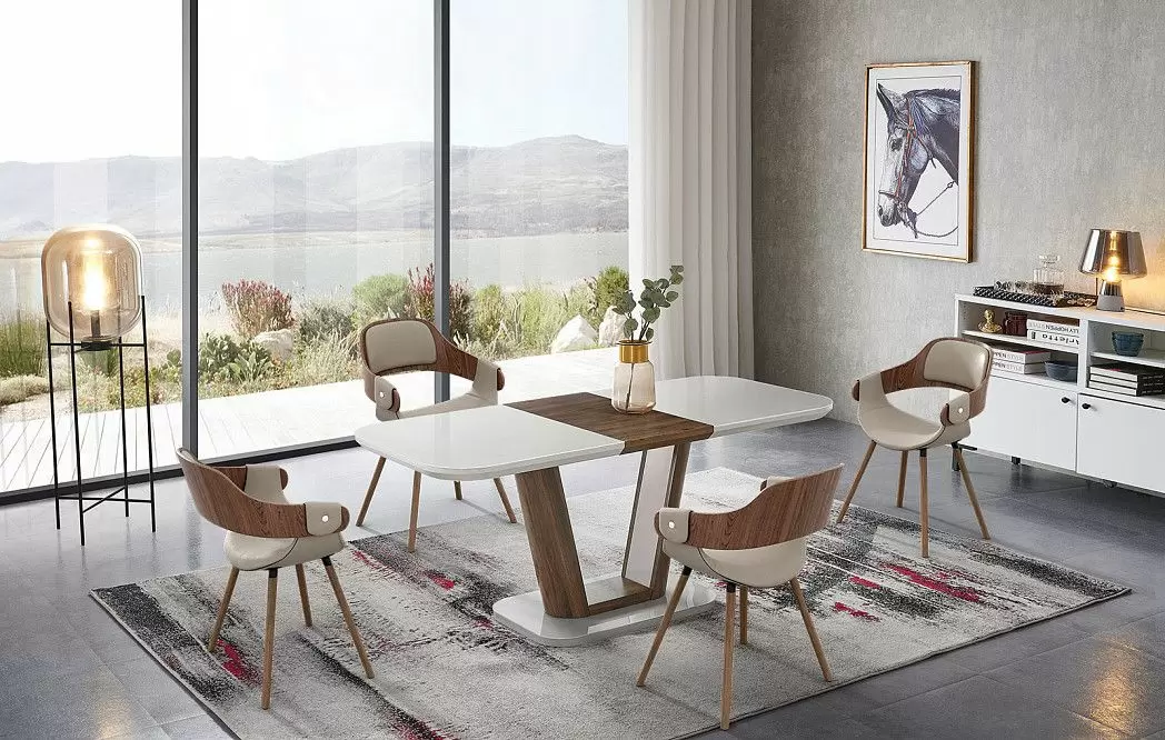 Стол раскладной Ester 120-160, бежевый/коричневый - фото 7