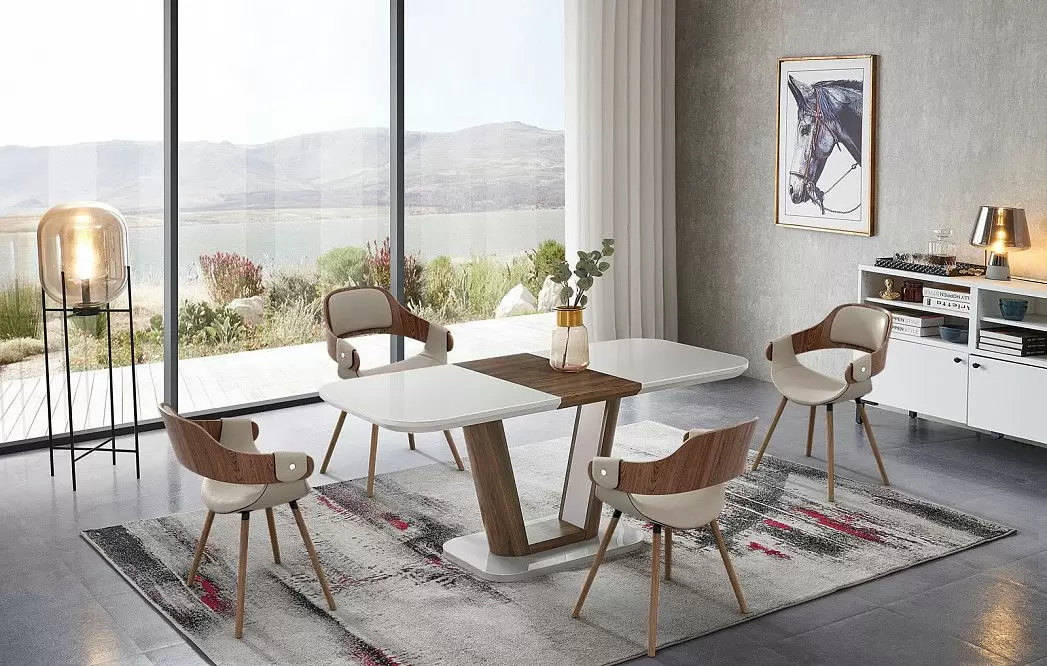 Стол раскладной Ester 140-180, бежевый/коричневый - фото 7