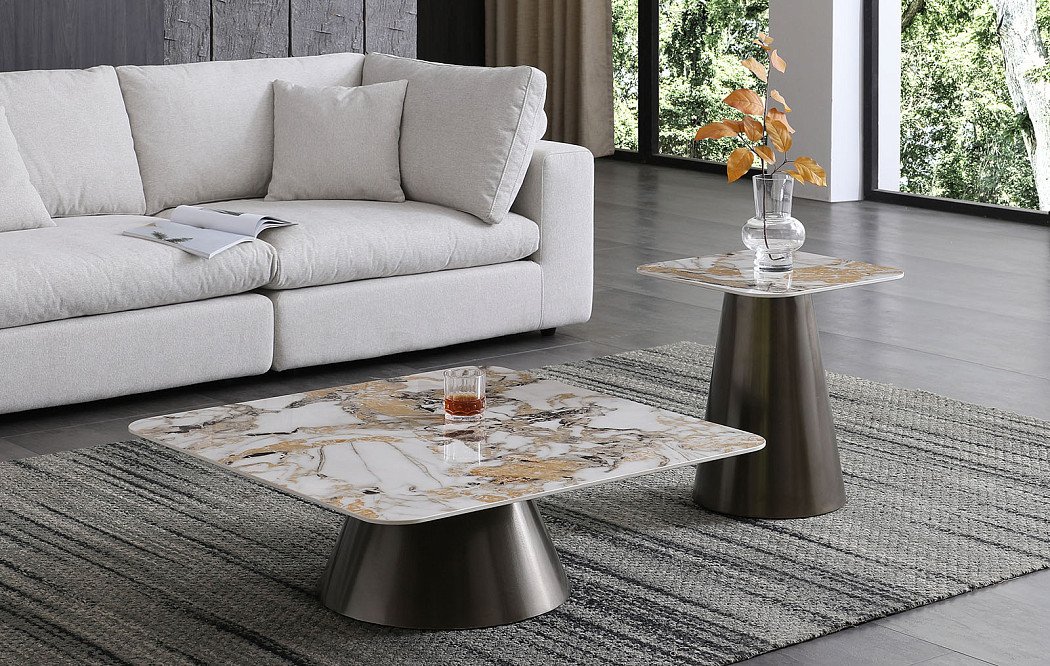 Стол журнальный Jane (45), золотистая керамика/медь - фото 2