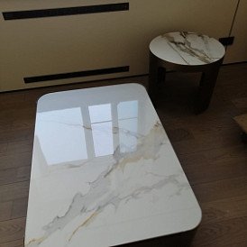 Стол журнальный Como (98), белая керамика/бронза