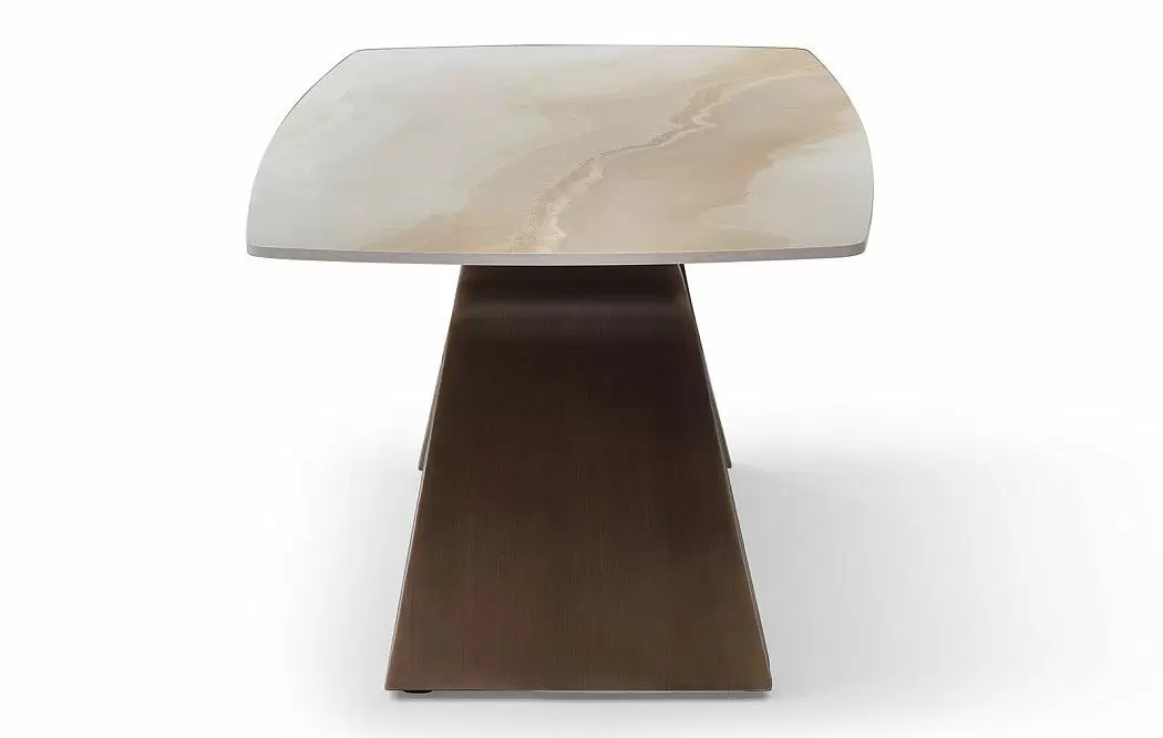 Стол журнальный Charlotta (120), бежевая керамика/бронза - фото 6