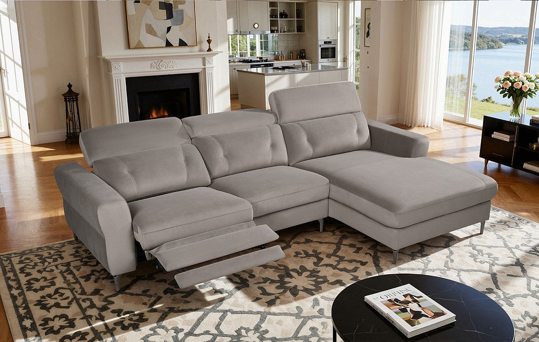 Диван-реклайнер Adeline угловой (правый), серо-коричневый - фото 2