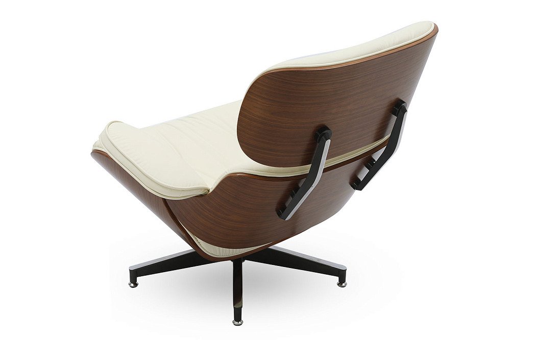 Комплект кресло и оттоманка Eames Lounge, кремовый/орех - фото 10