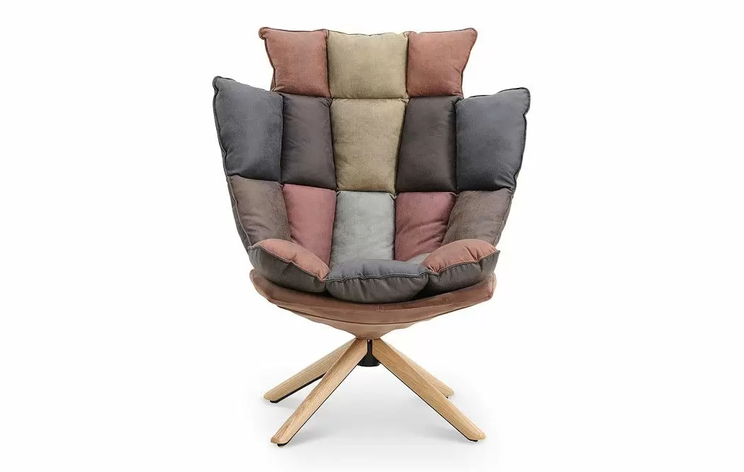 Кресло и оттоманка в стиле Husk, коричневый пэчворк - фото 2