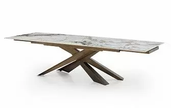 Стол раскладной Esmeralda 200-300, светлая керамика/бронза