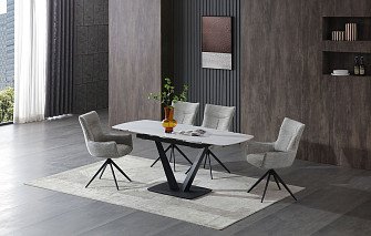 Стол Livorno + 4 серых стула Vincent