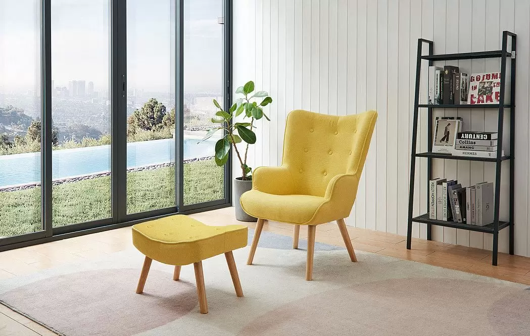 Кресло и оттоманка Hygge, желтый/натуральный - фото 15