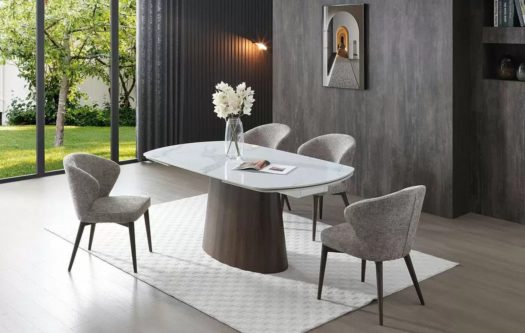 Стол раскладной Bavaria 160-240, белая керамика/орех - фото 3