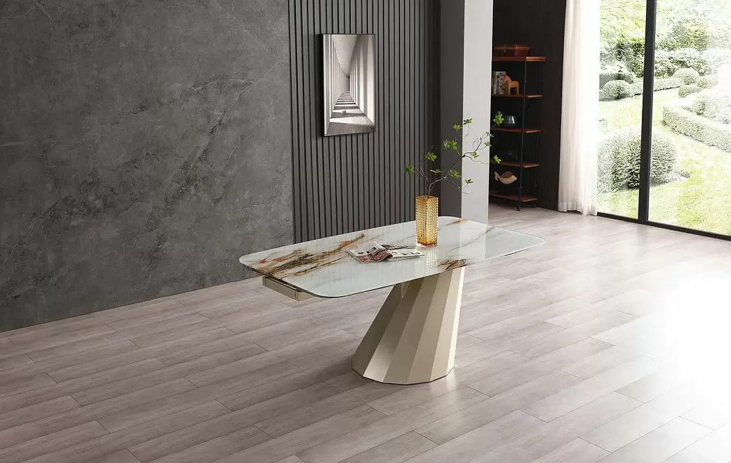 Стол раскладной Allegra 180-260, стекло 3D/шампань - фото 7