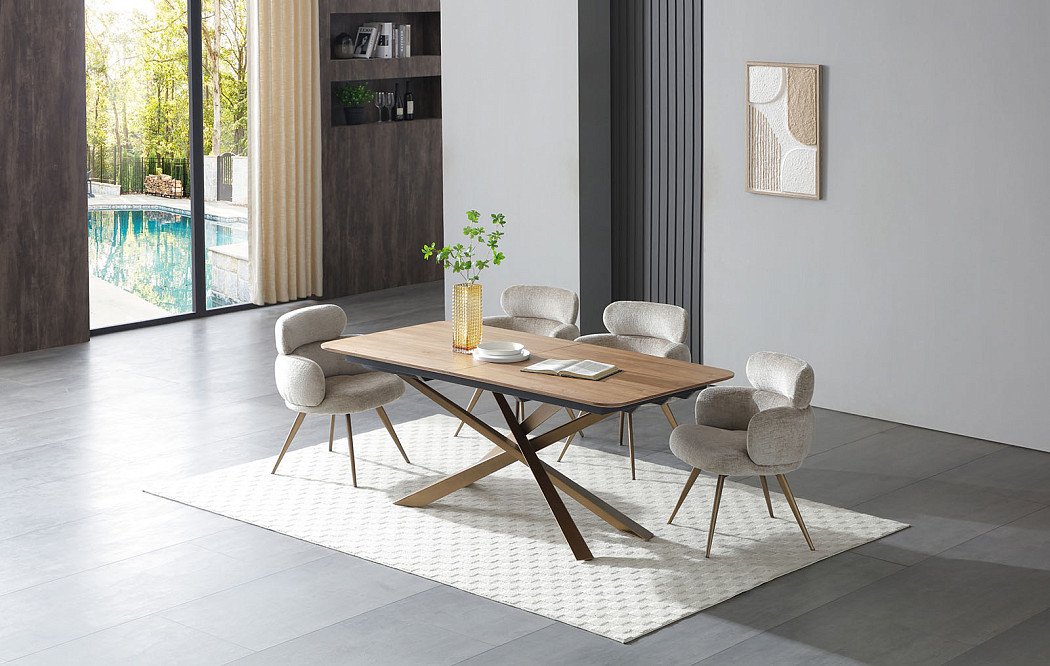 Стол раскладной Esmeralda 160-200, орех/бронза - фото 3