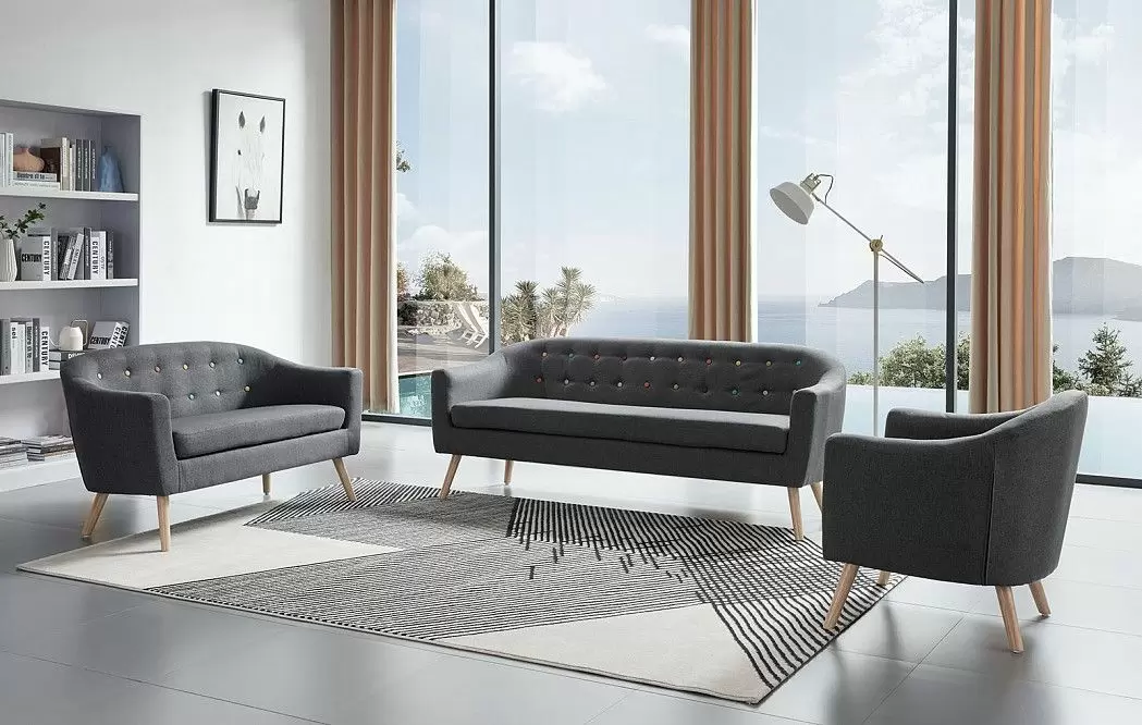 Диван Florence 2-х местный, темно-серый/цветные пуговицы - фото 2