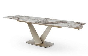 Стол раскладной Victoria 140-200, светлая керамика/шампань Стол раскладной Victoria 140-200, светлая керамика/шампань