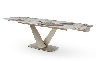 Стол раскладной Victoria 140-200, светлая керамика/шампань