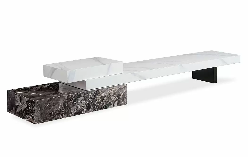 ТВ Тумба Gabrielle (Композиция №3), белый камень/черный камень - фото 3