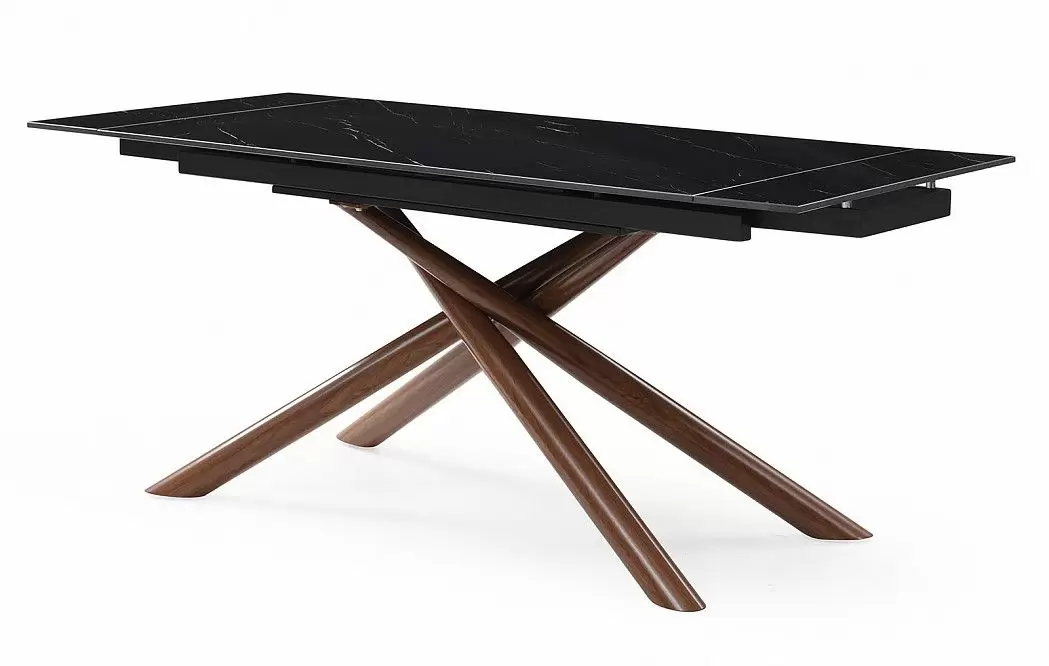 Стол раскладной Ravenna 160-220, черная керамика/орех