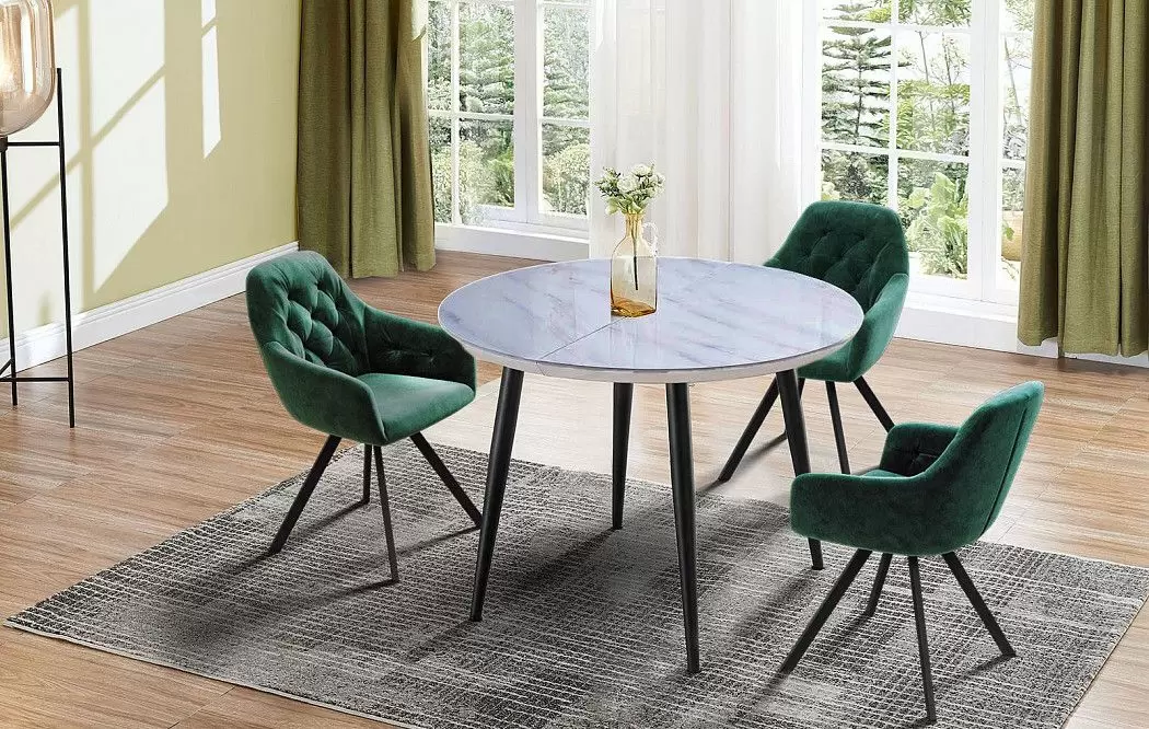 Стол раскладной Leticia 100-130, мраморный рисунок/черный - фото 5