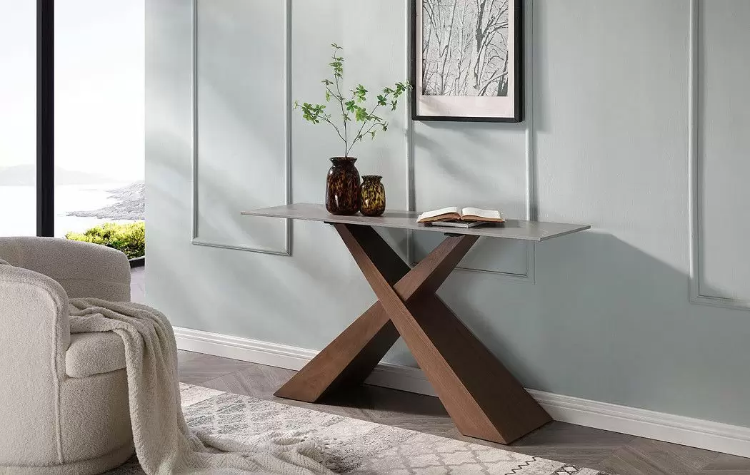 Консоль Fiord (140), серая керамика/орех - фото 2