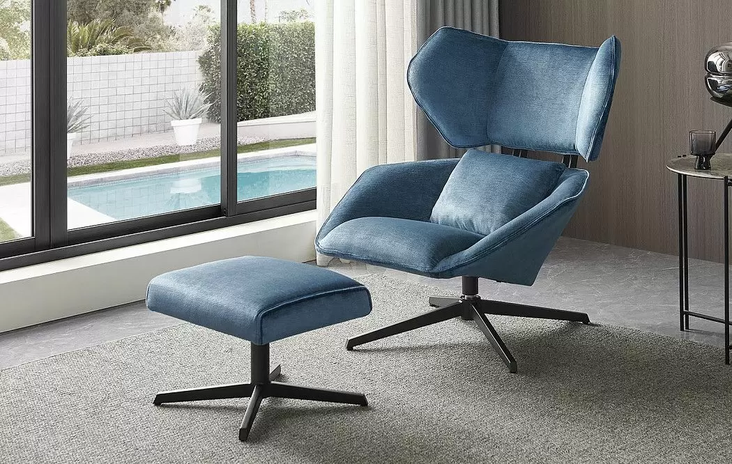 Кресло и оттоманка Boston, синий