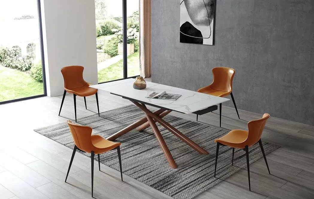 Стол раскладной Ravenna 140-180, белая керамика/орех - фото 14