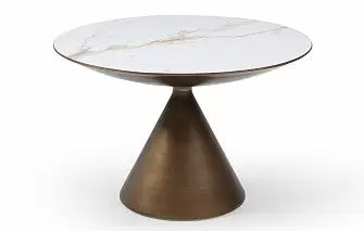 Стол Donna 120, белая керамика/бронза