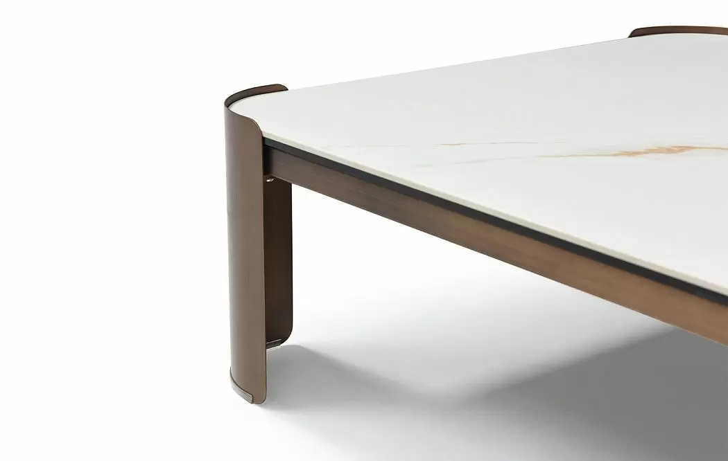 Стол журнальный Cassio (120), белая керамика/бронза - фото 5