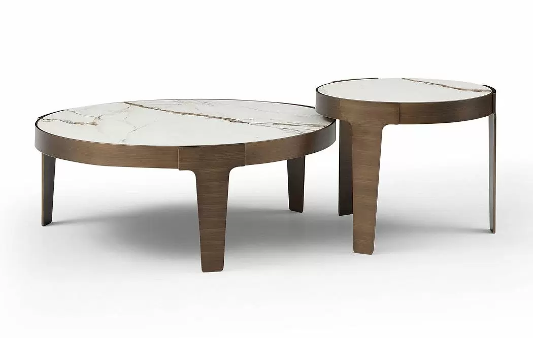 Стол журнальный Corfu (60), белая керамика/бронза - фото 8