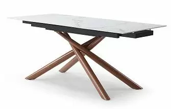 Стол раскладной Ravenna 140-180, белая керамика/орех