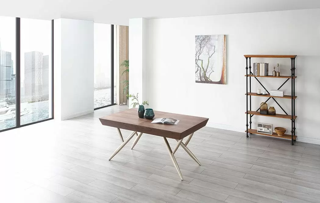 Стол раскладной Eleonora 160-340, орех/золото - фото 5