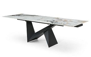 Стол раскладной Portofino Black 180-260, светлая керамика/черный Стол раскладной Portofino Black 180-260, светлая керамика/черный