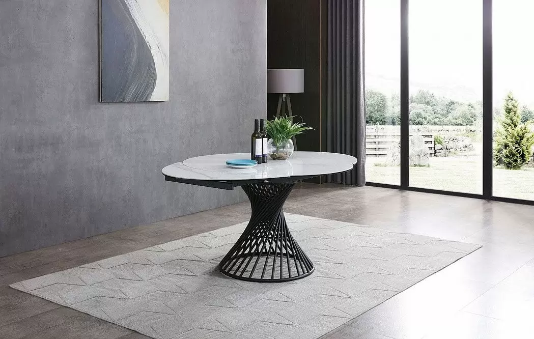 Стол раскладной Tornado 120-180, белая керамика/черный - фото 8