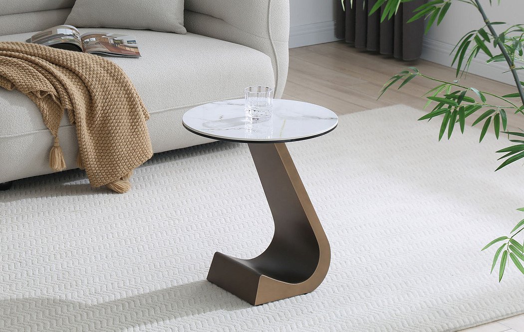 Столик приставной Jovanna (45), белая керамика/бронза - фото 2