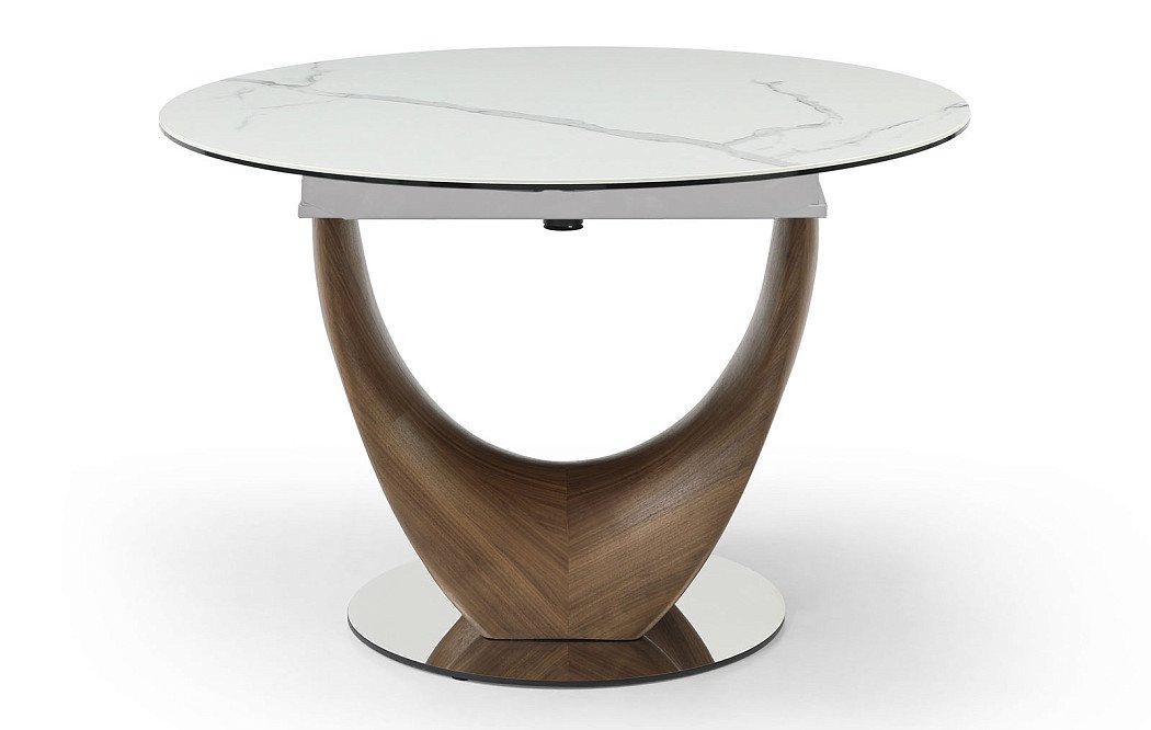 Стол раскладной Triumph 120-180, белая керамика/орех - фото 9