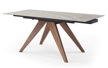 Стол раскладной Valencia 120-180, серая керамика/орех