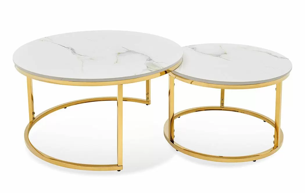 Набор из 2-х столов журнальных Nocturne, белая керамика/золото