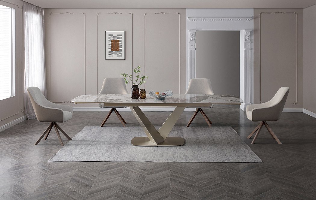 Стол раскладной Victoria 140-200, светлая керамика/шампань - фото 19