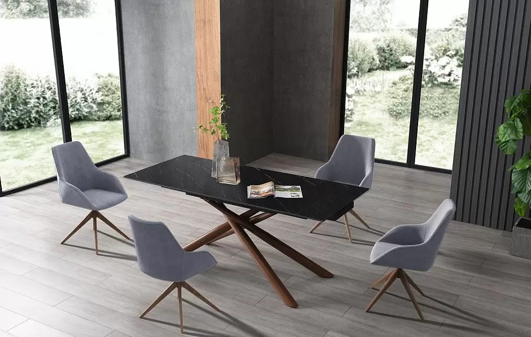 Стол раскладной Ravenna 140-180, черная керамика/орех - фото 3