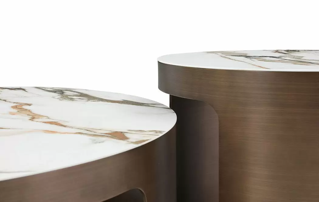 Стол журнальный Como (58), белая керамика/бронза - фото 10