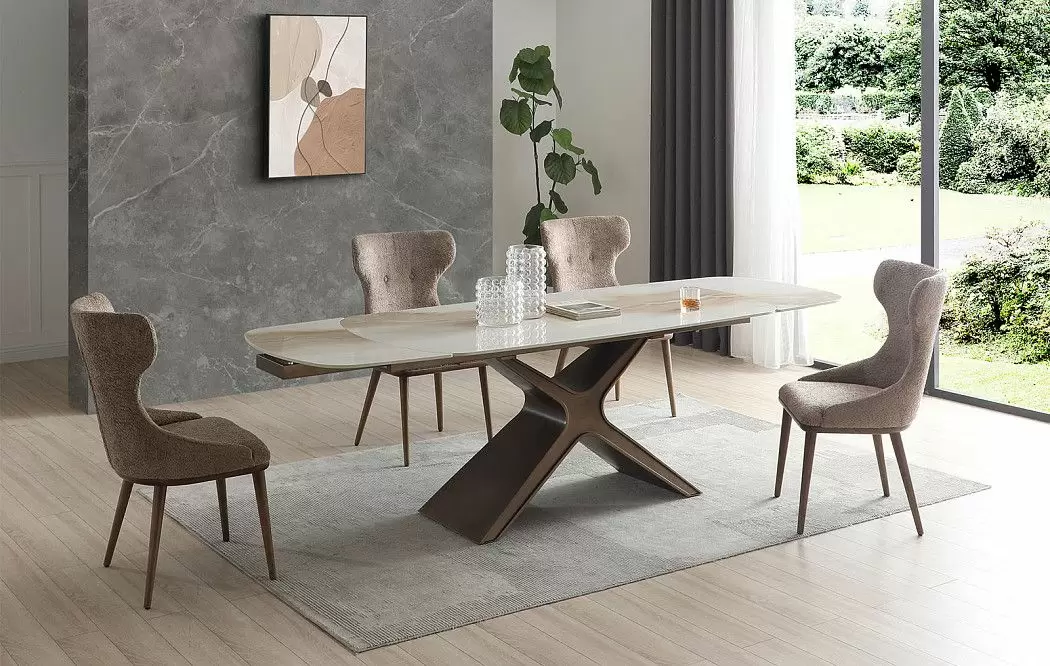 Стол раскладной Charlotta 160-240, бежевая керамика/бронза - фото 4