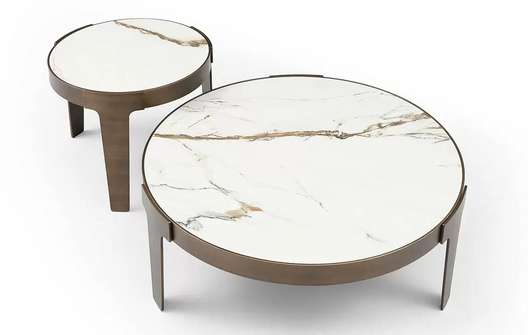 Стол журнальный Corfu (60), белая керамика/бронза - фото 7