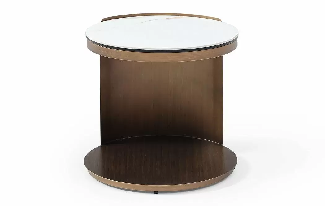 Столик приставной Cassio (48), белая керамика/бронза - фото 3