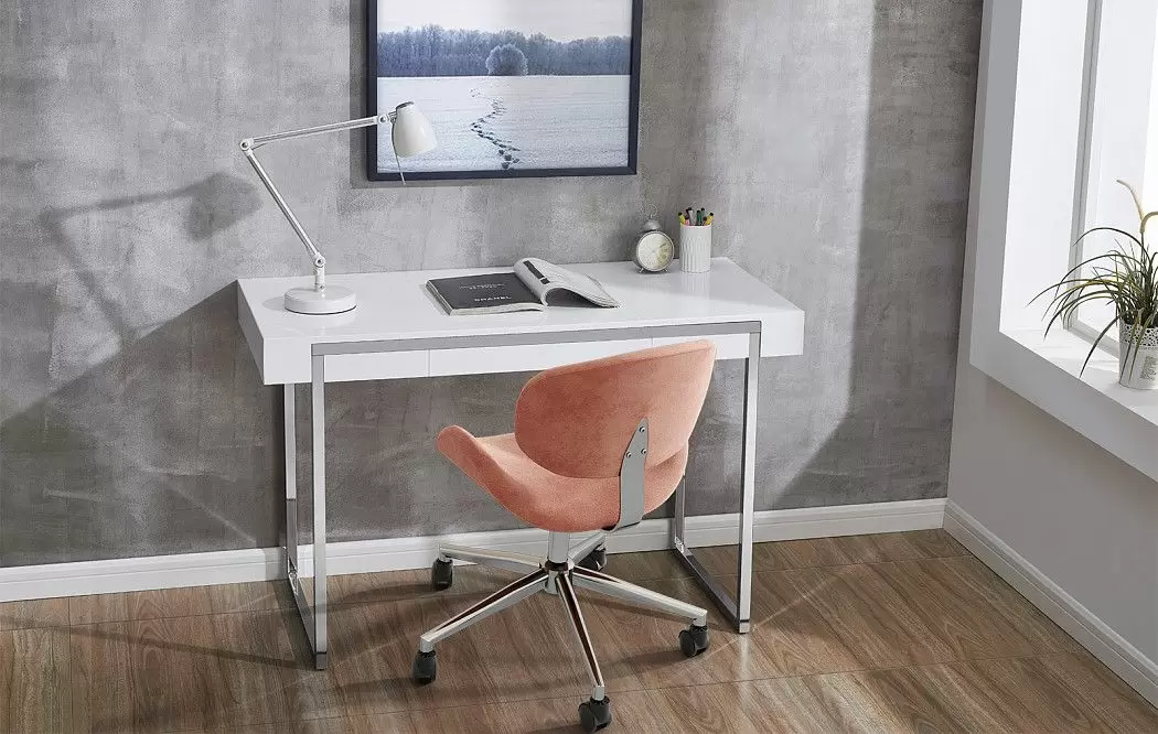 Комплект из стола письменного Ego и кресла Miranda, белый/коралловый