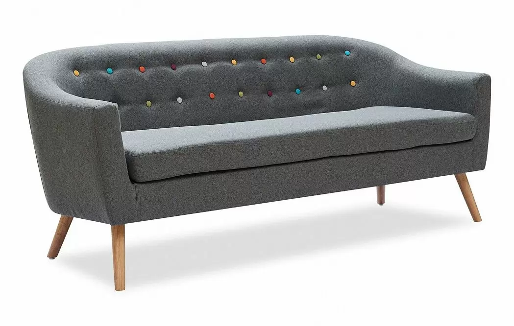 Диван Florence 3-х местный, темно-серый/цветные пуговицы - фото 3