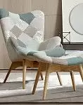 Кресло и оттоманка Contour, светлый пэчворк/ясень