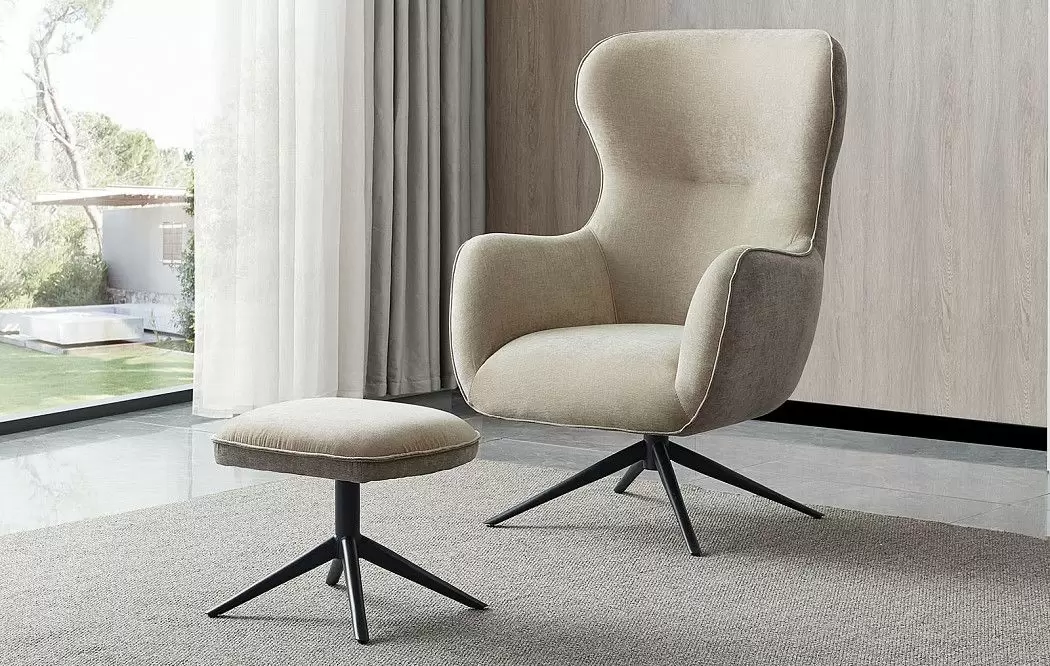 Кресло и оттоманка Lucille, бежевый