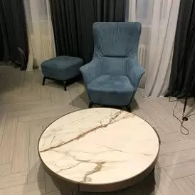 Стол журнальный Corfu (60), белая керамика/бронза