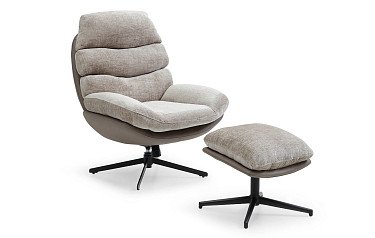 Комплект кресло и оттоманка Dublin, серо-бежевый