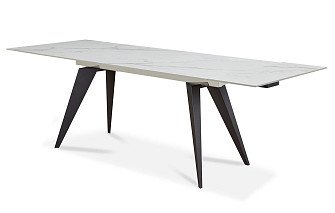 Стол раскладной Ramses 180-250, белый мрамор/черный