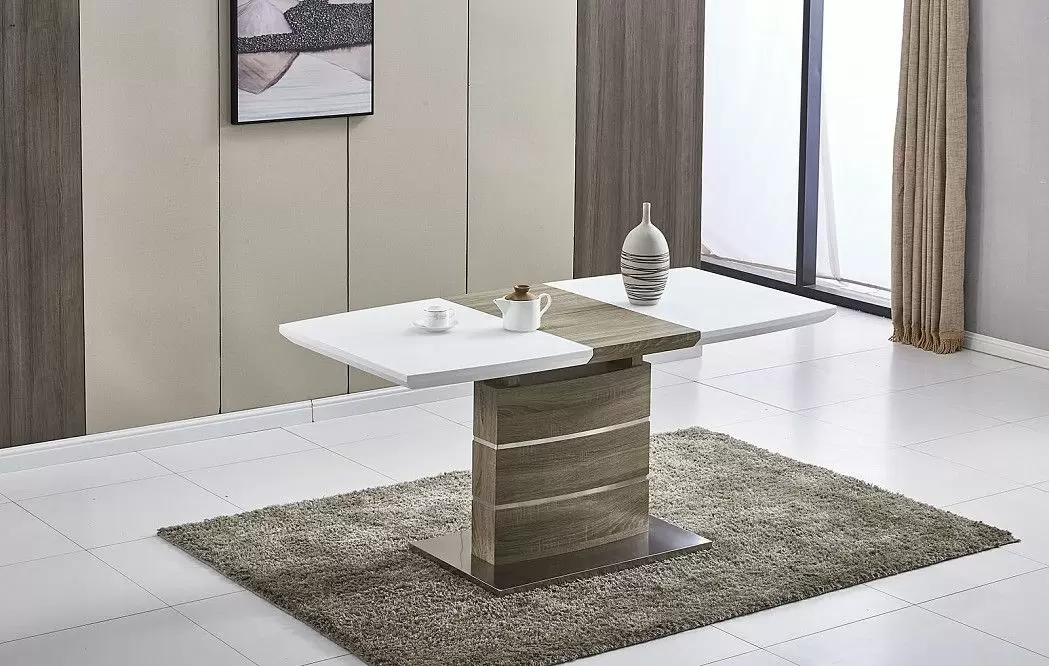 Стол раскладной Arioso Glass (120), белый/дуб - фото 7